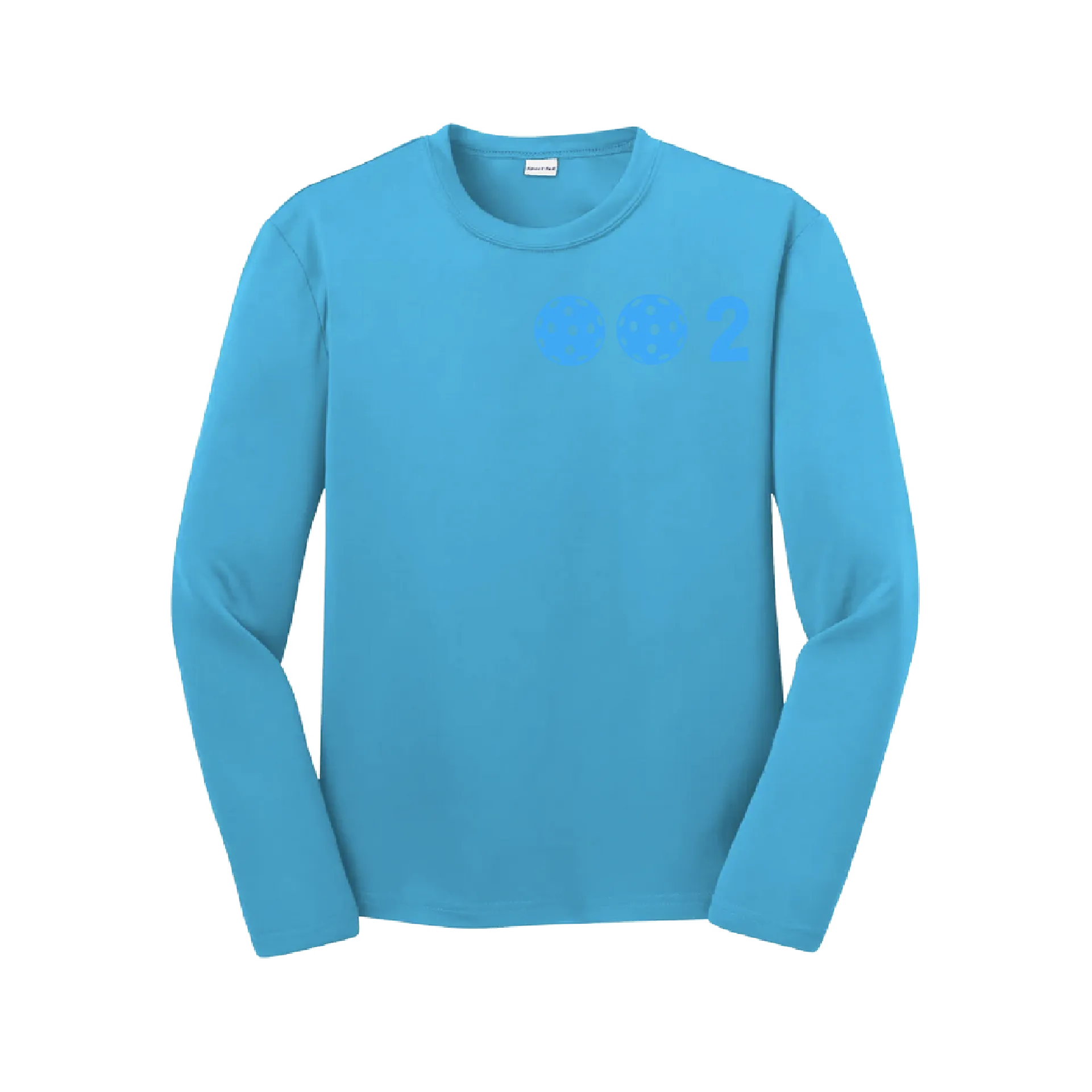 002 Pickleball (Colors Cyan Red Orange) | Youth Long Sleeve Athletic Shirt | 100% Polyester