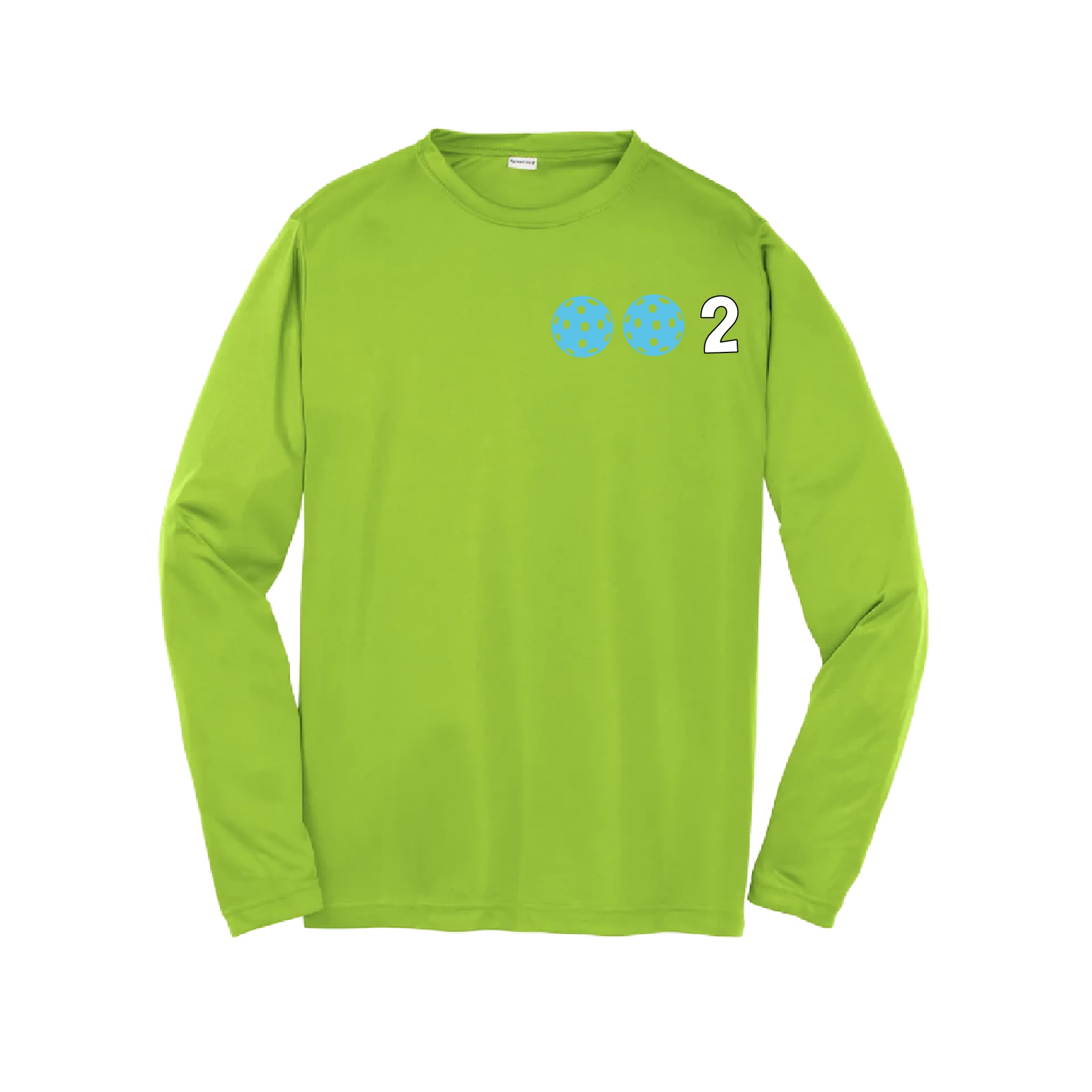 002 Pickleball (Colors Cyan Red Orange) | Youth Long Sleeve Athletic Shirt | 100% Polyester