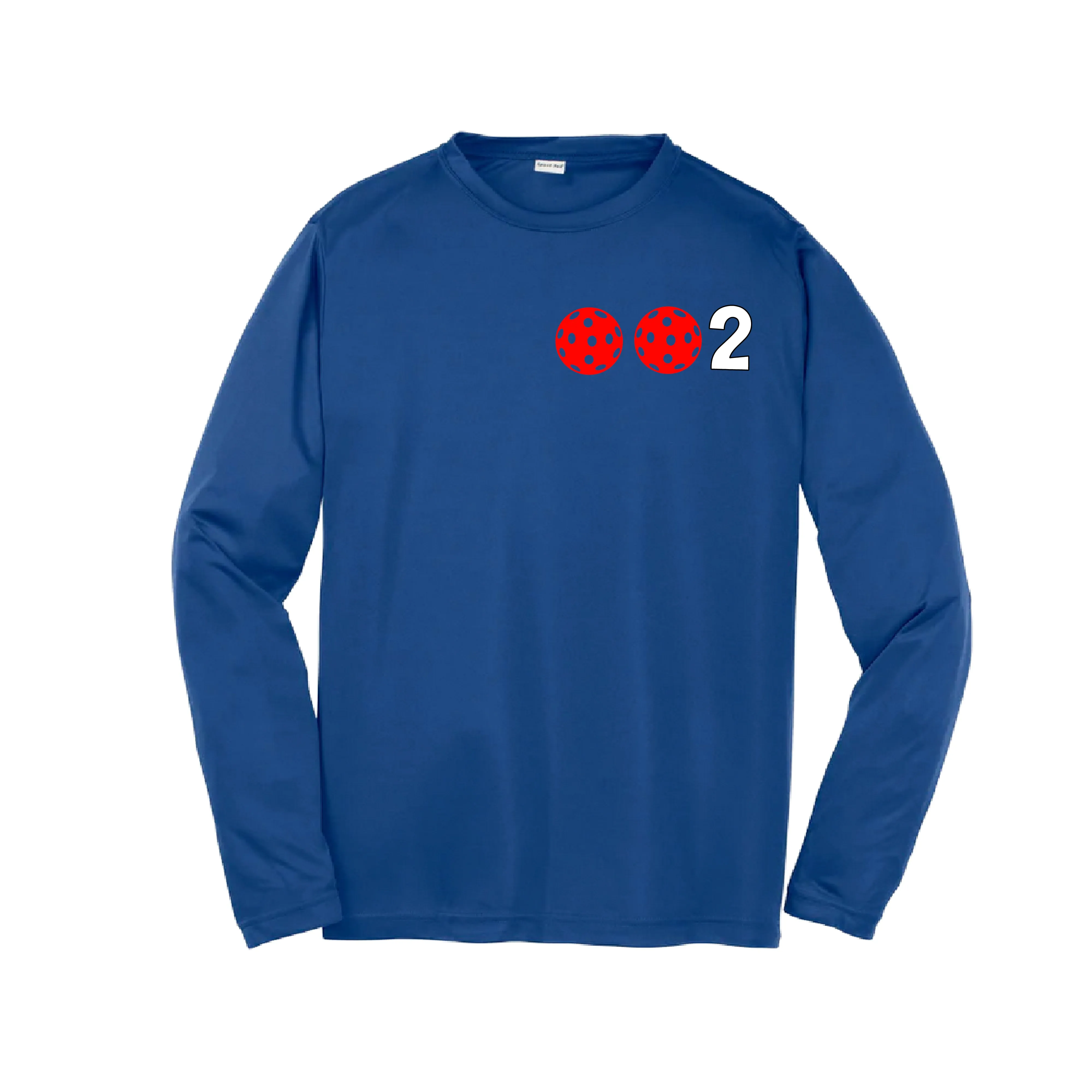 002 Pickleball (Colors Cyan Red Orange) | Youth Long Sleeve Athletic Shirt | 100% Polyester