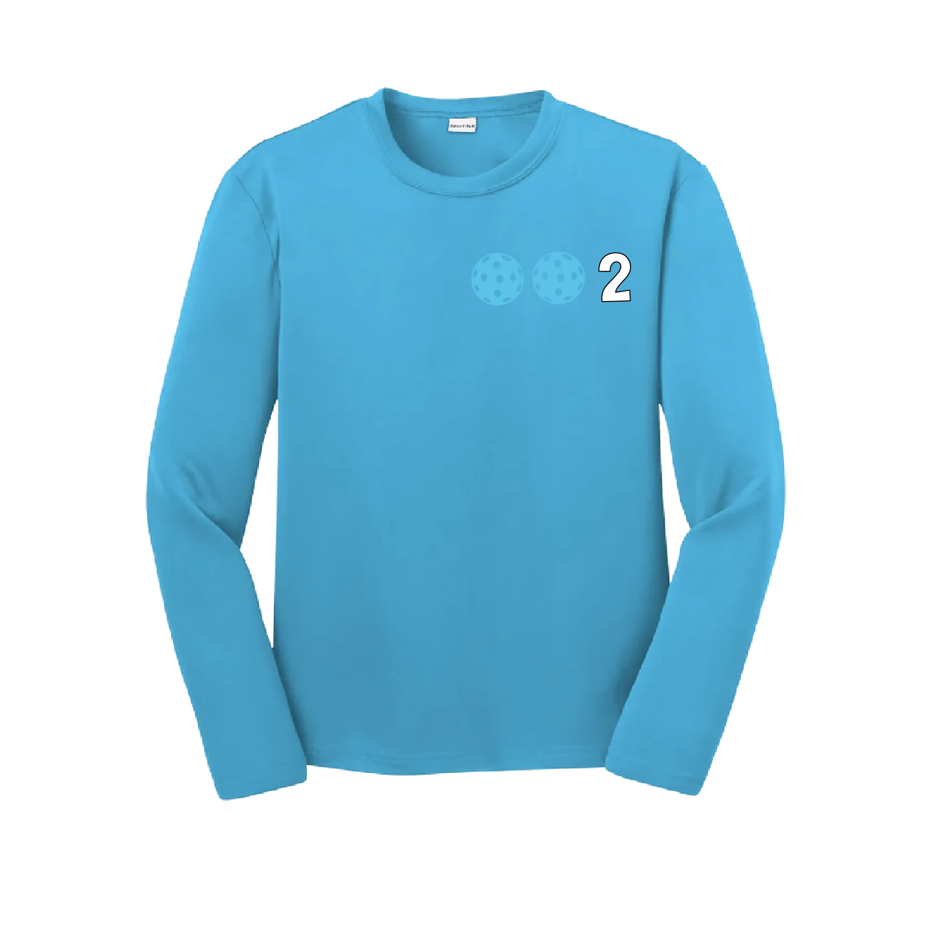 002 Pickleball (Colors Cyan Red Orange) | Youth Long Sleeve Athletic Shirt | 100% Polyester