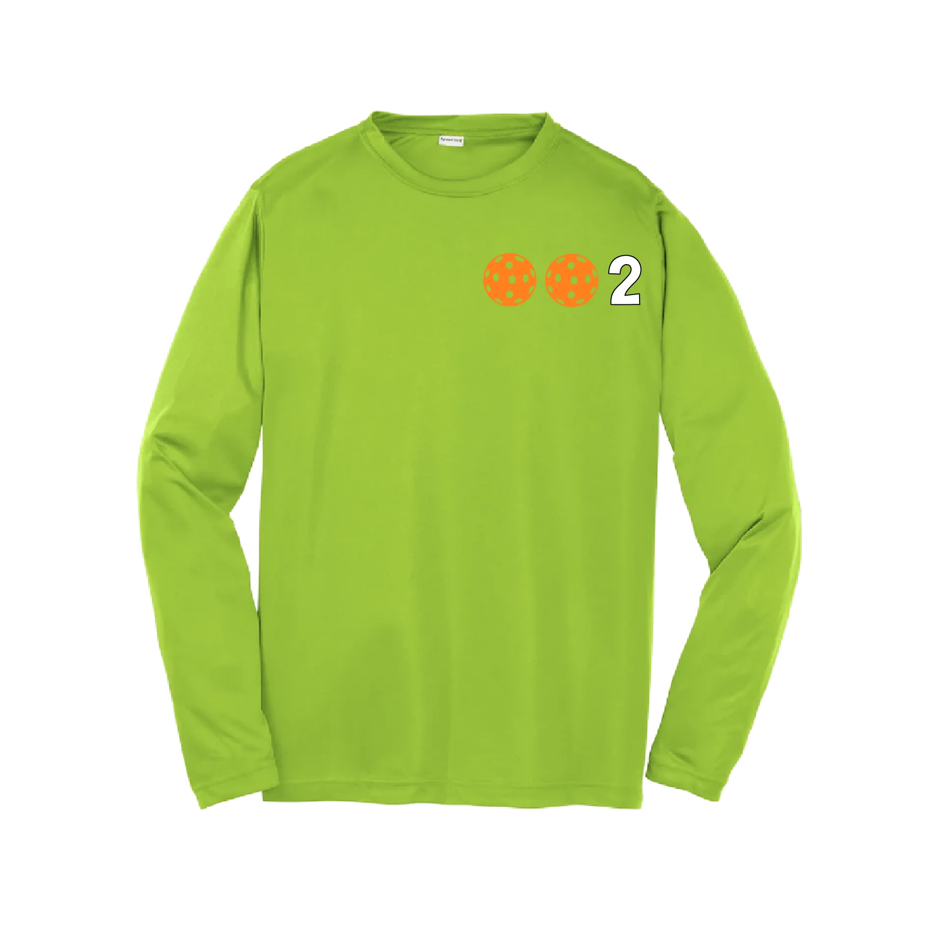 002 Pickleball (Colors Cyan Red Orange) | Youth Long Sleeve Athletic Shirt | 100% Polyester