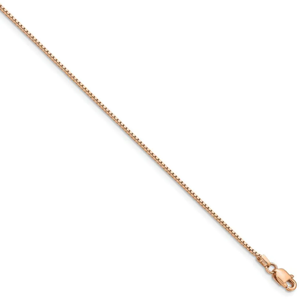 0.95mm 14k Rose Gold Solid Box Chain Necklace