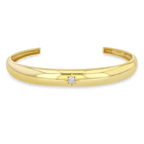 14k Single Star Set Diamond Small Aura Cuff