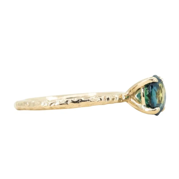 1.69ct Round Deep Blue-Green Sapphire Evergreen Solitaire in 14k Yellow Gold