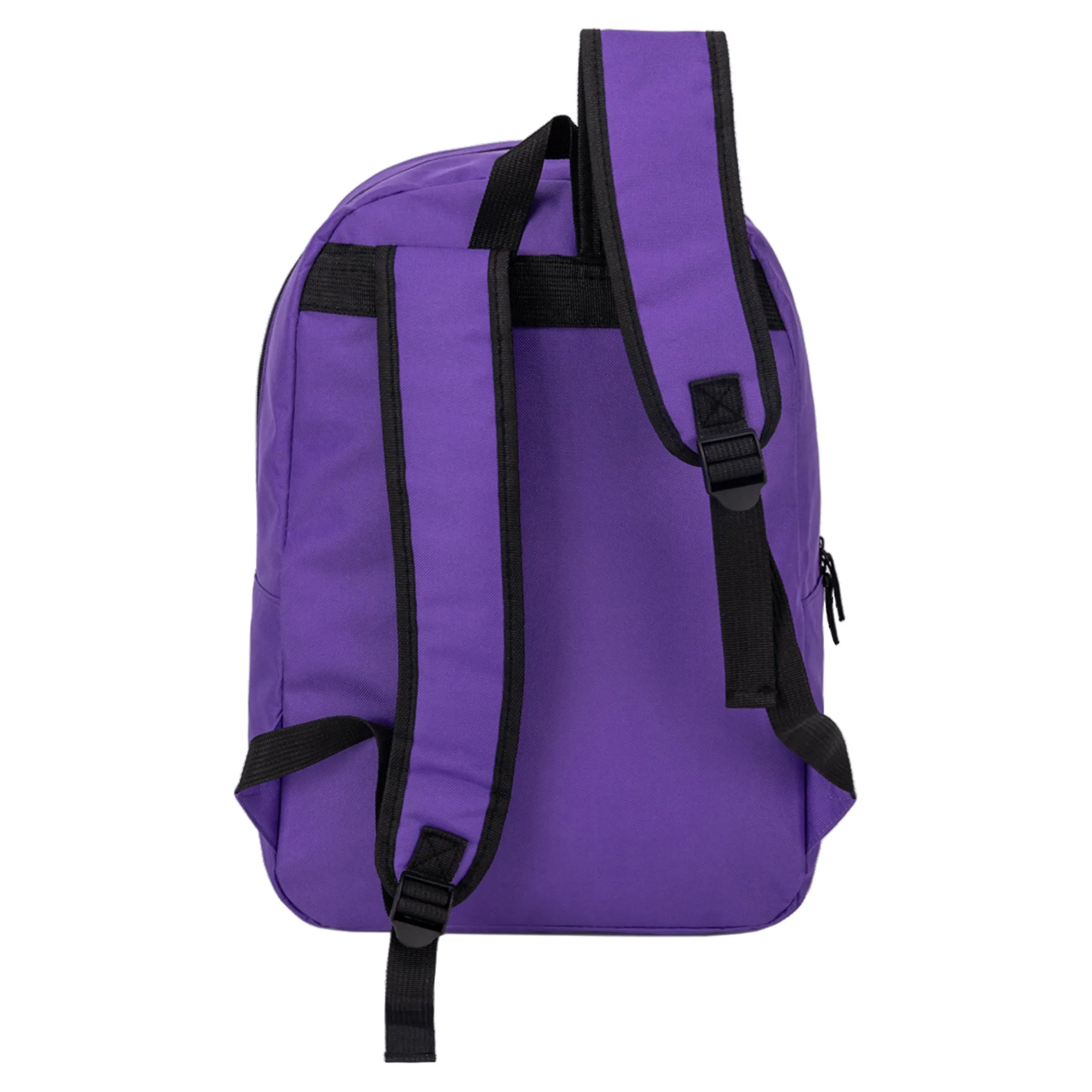 17" Wholesale Two Tone Backpack with a Diamond Patch in 8 Colors - Bulk Case of 24 Bookbags