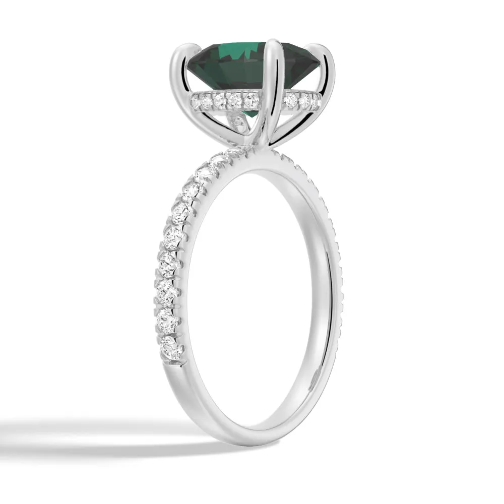 2 CT. Micropavé Oval Green Moissanite Engagement Ring With Hidden Halo