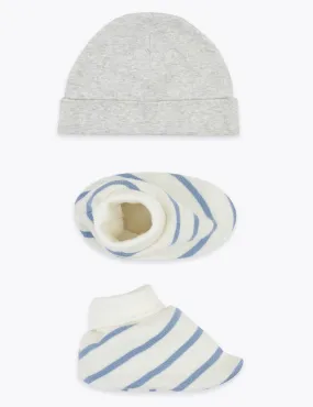 2 Piece Cotton Hat & Booties Set