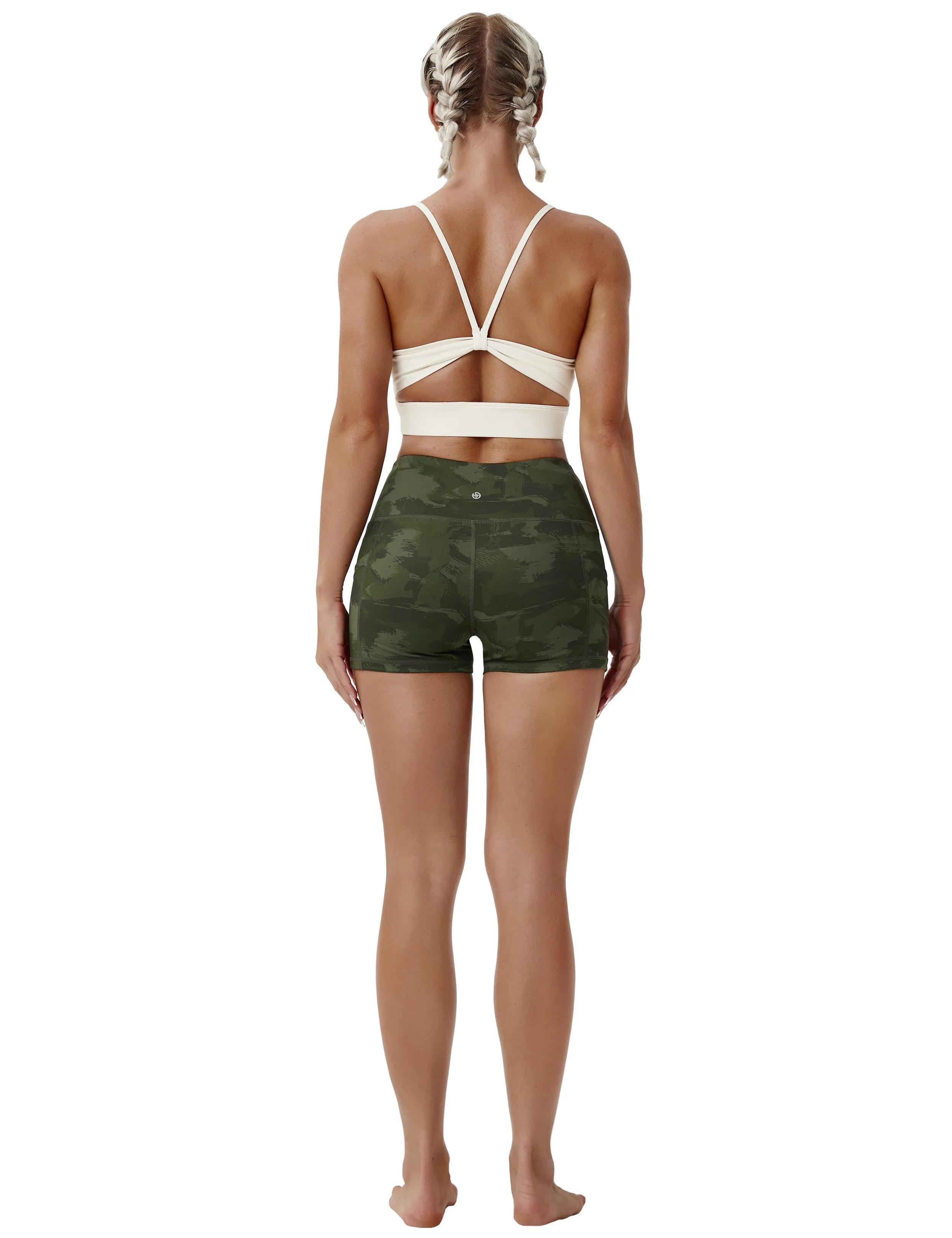 2.5 Printed Side Pockets yogastudio Shorts green brushcamo ins_yogastudio