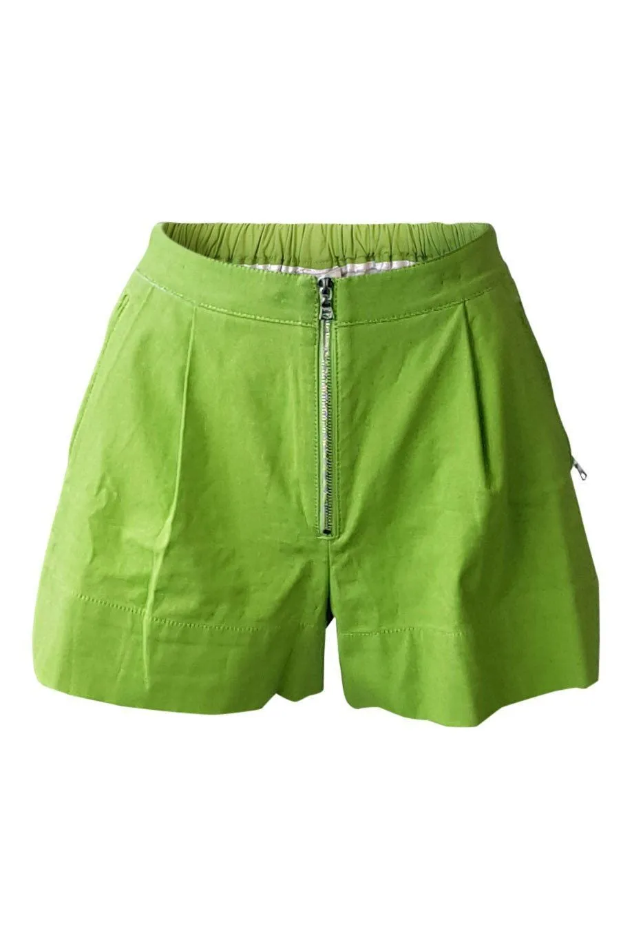 3.1 PHILLIP LIM Lime Green Cotton Blend Zip Front Bloomer Shorts (UK 6)