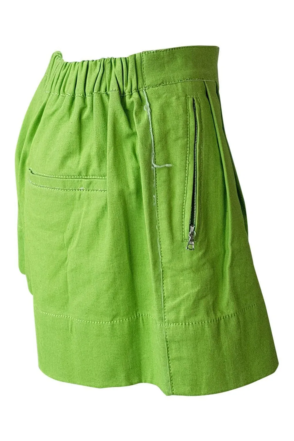 3.1 PHILLIP LIM Lime Green Cotton Blend Zip Front Bloomer Shorts (UK 6)