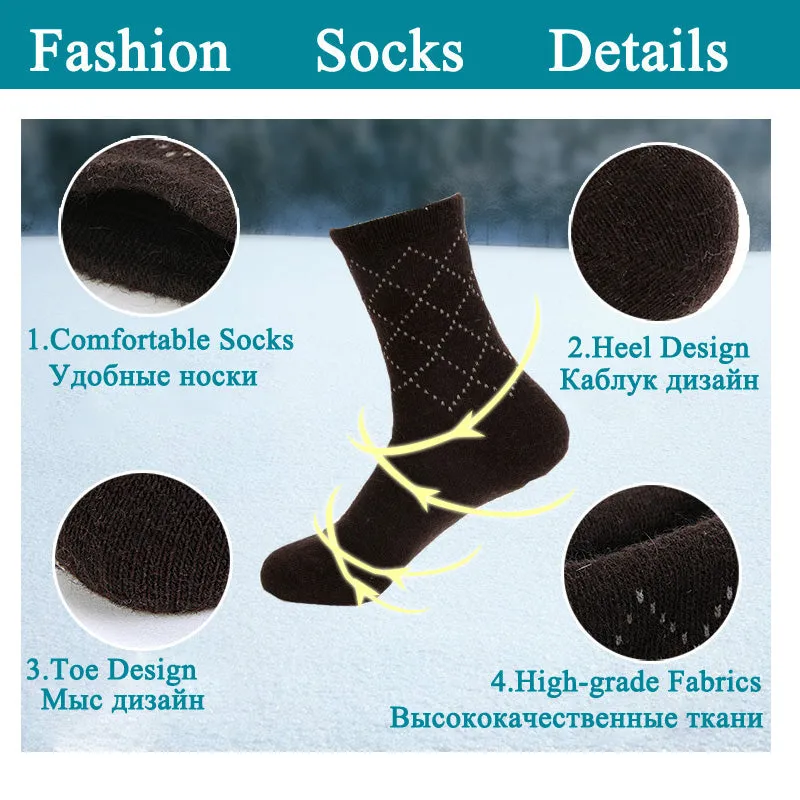 5 Pairs Lot Casual Winter Wool Cashmere Breathable Socks for Men