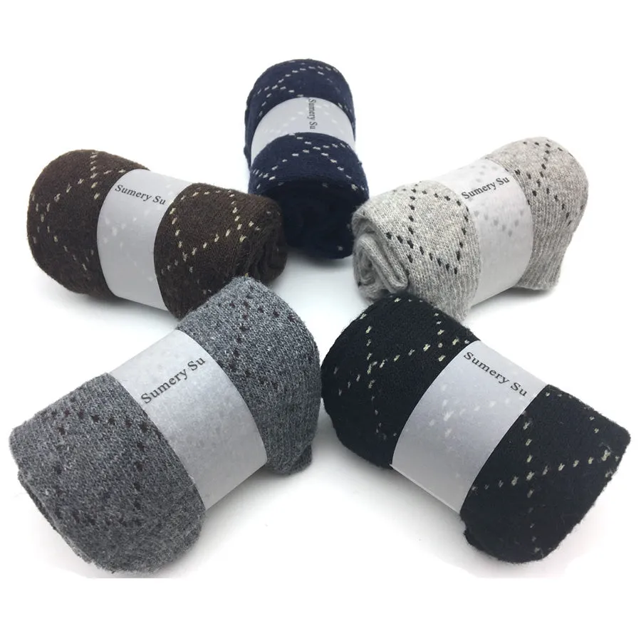 5 Pairs Lot Casual Winter Wool Cashmere Breathable Socks for Men