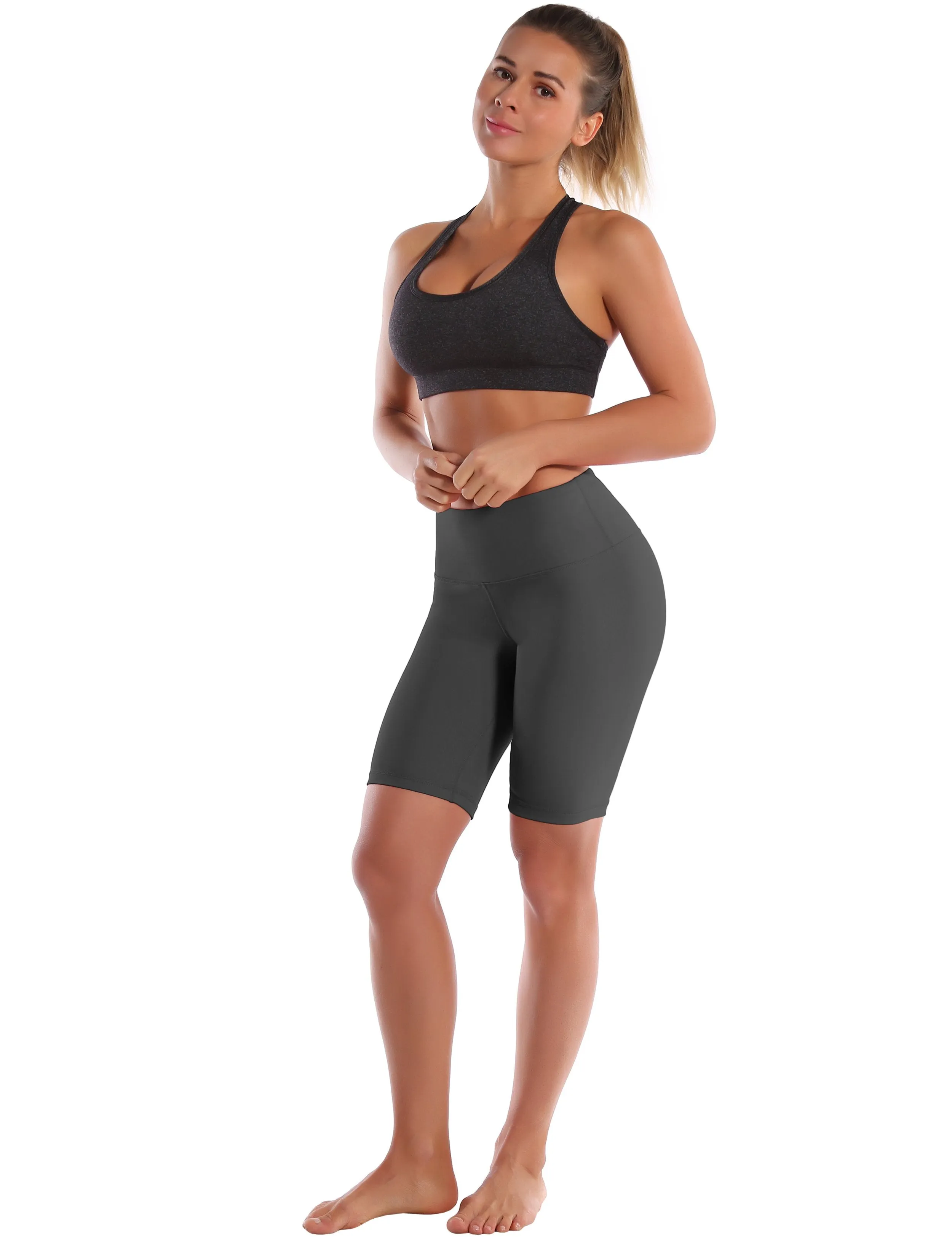 8" High Waist Yoga Shorts shadowcharcoal ins