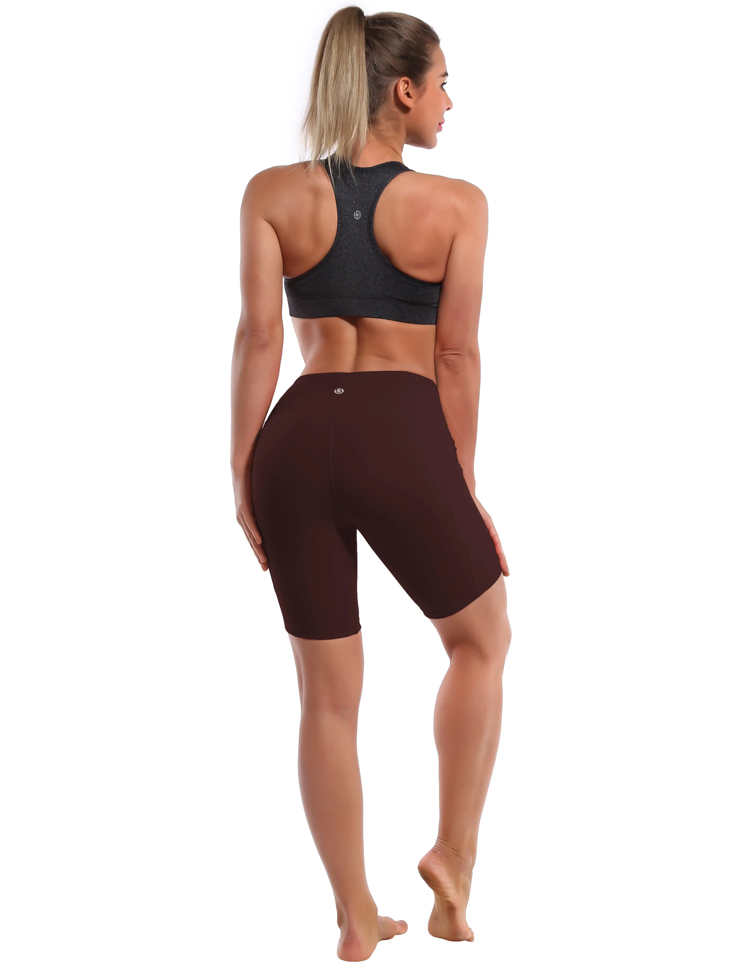 8" Side Pockets Yoga Shorts mahoganymaroon