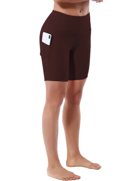 8" Side Pockets Yoga Shorts mahoganymaroon