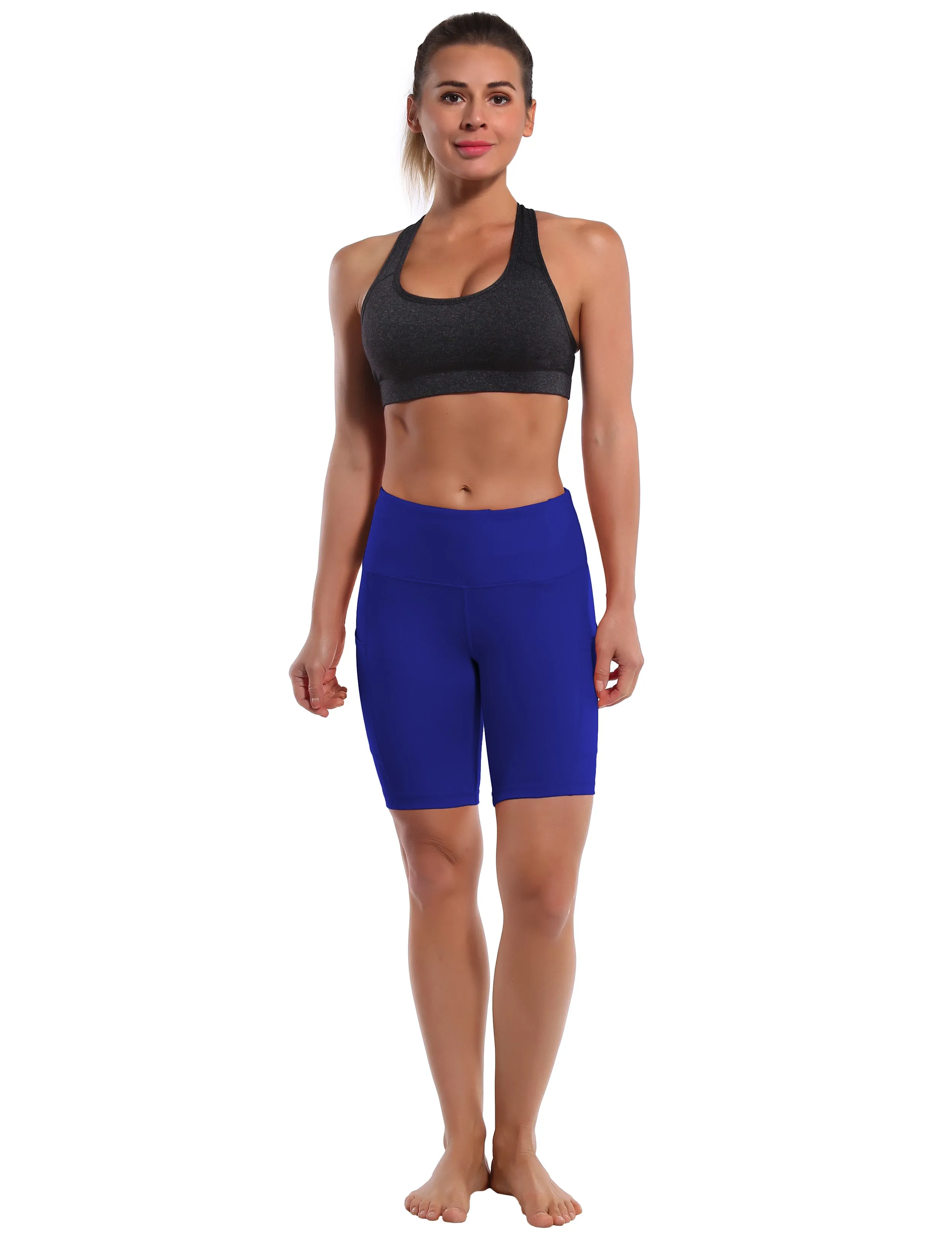 8" Side Pockets Yoga Shorts navy