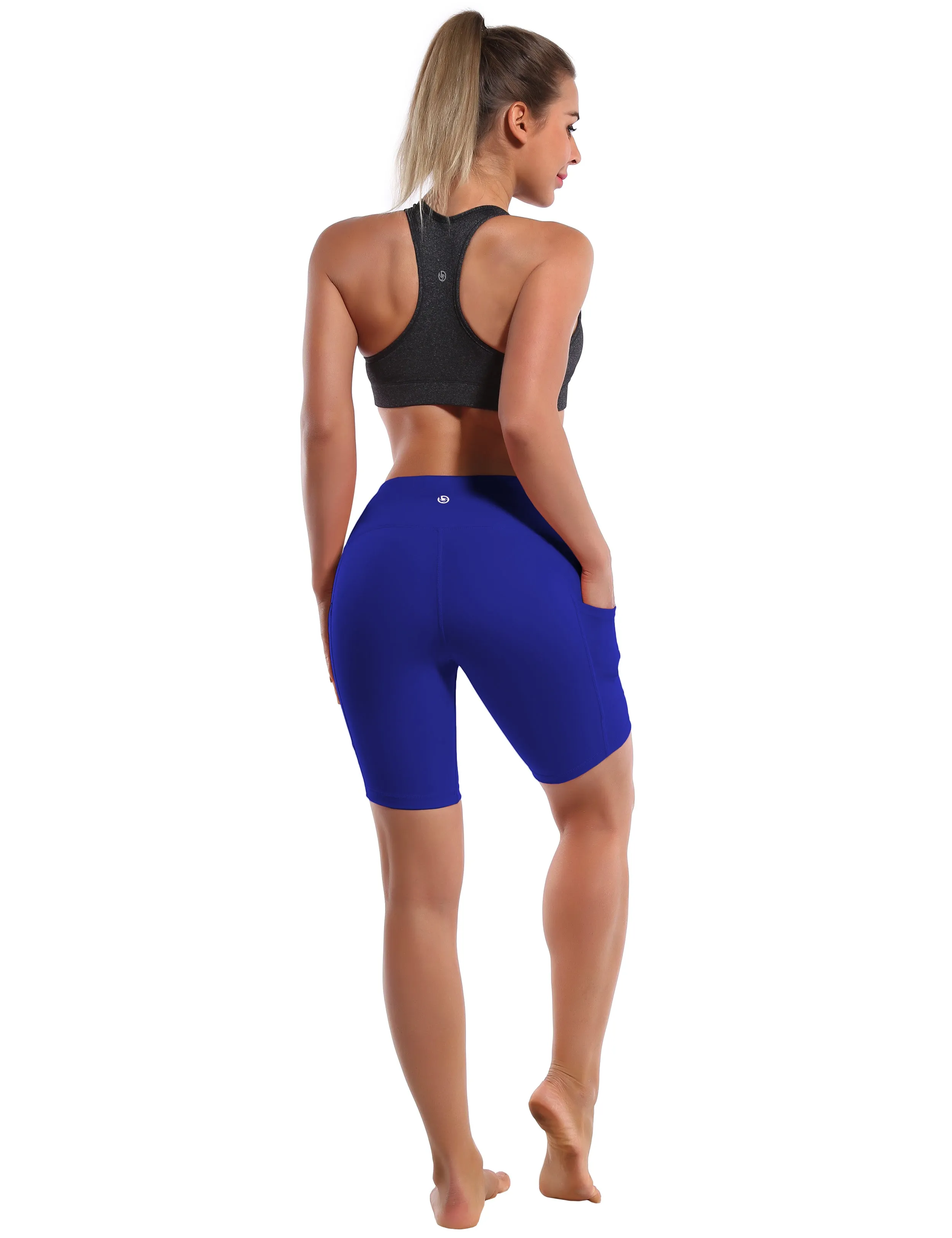 8" Side Pockets Yoga Shorts navy