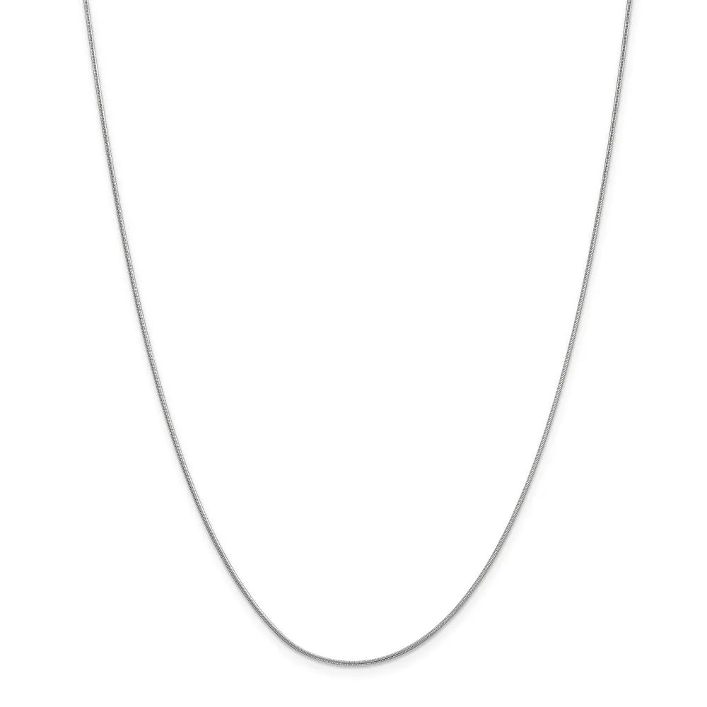 .90mm, 10 Karat White Gold, Round Snake Chain - 20 inch