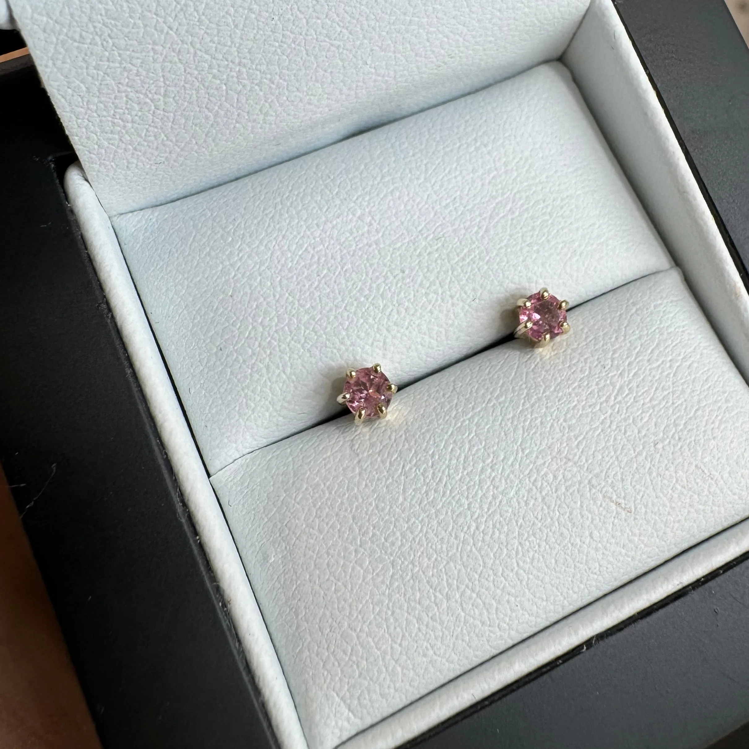 9ct Yellow Gold Pink Tourmaline Stud Earrings