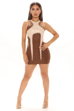 A Garter A Day Mini Dress - Brown