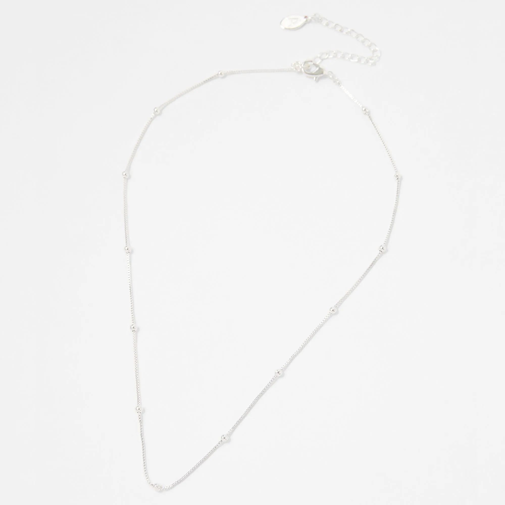 Accessorize London Beaded Chain Necklace-Silver