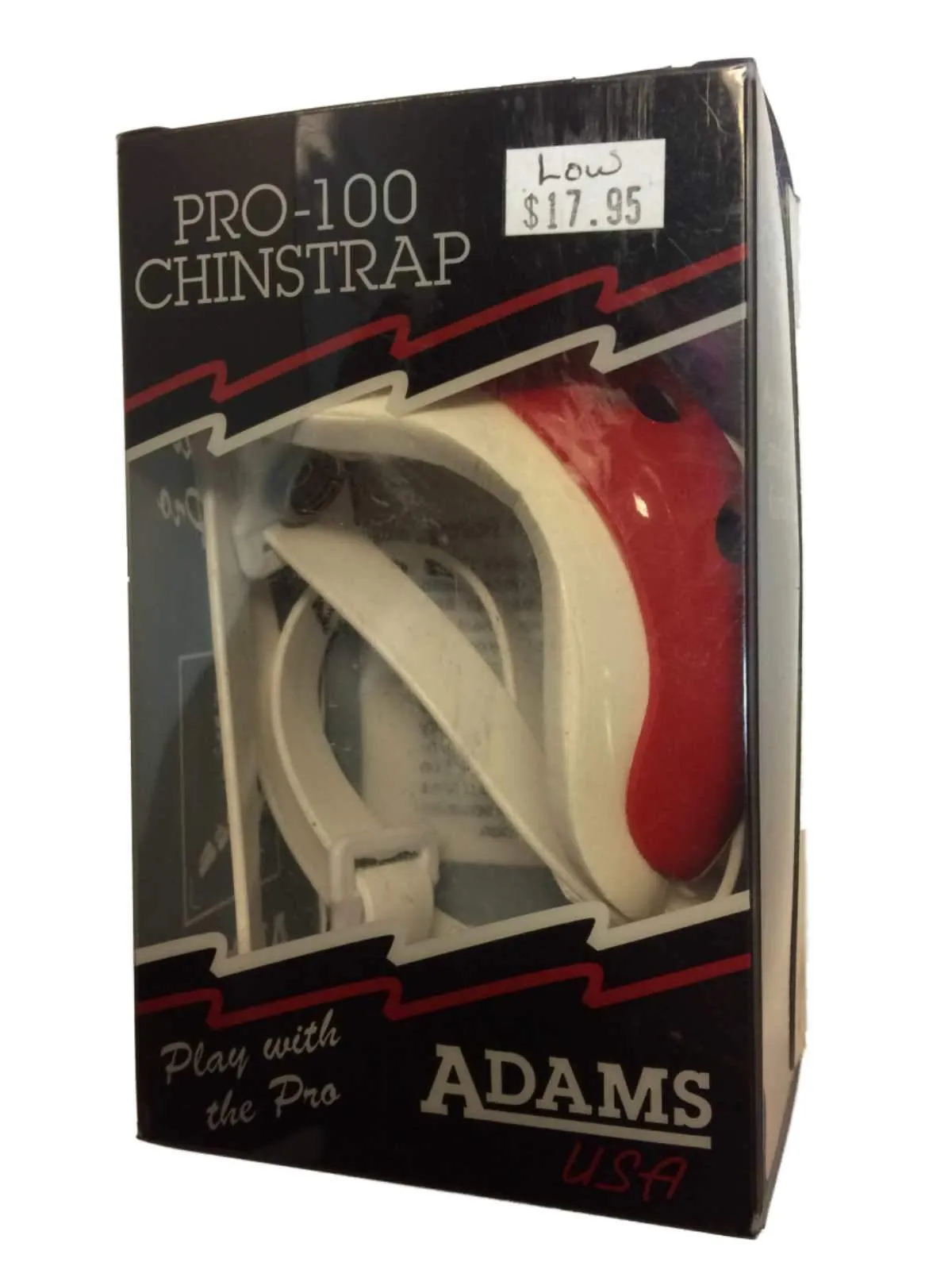 Adams USA Pro 100 Red and White Adult Low Hook Up Football Chin Strap