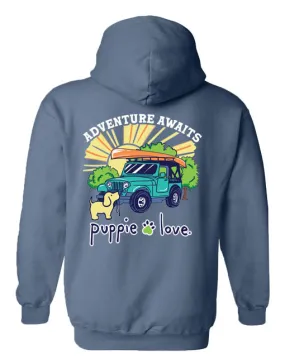 ADVENTURE AWAITS PUP, ADULT HOODIE