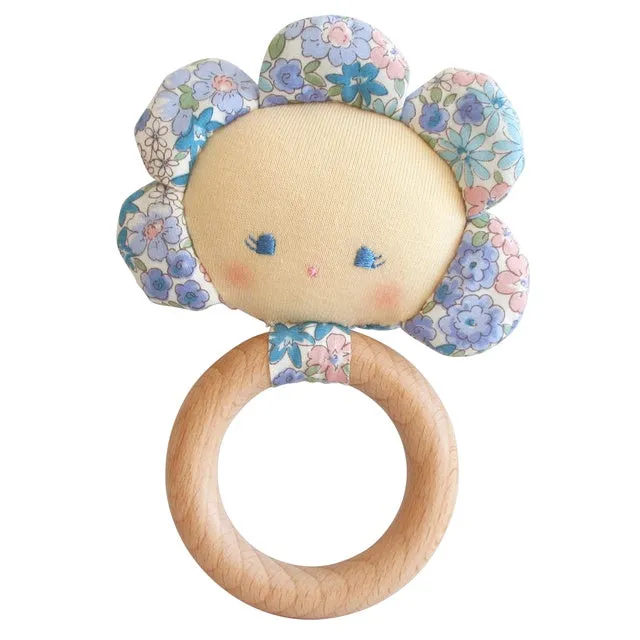 Alimrose Flower Baby Teether Liberty Blue