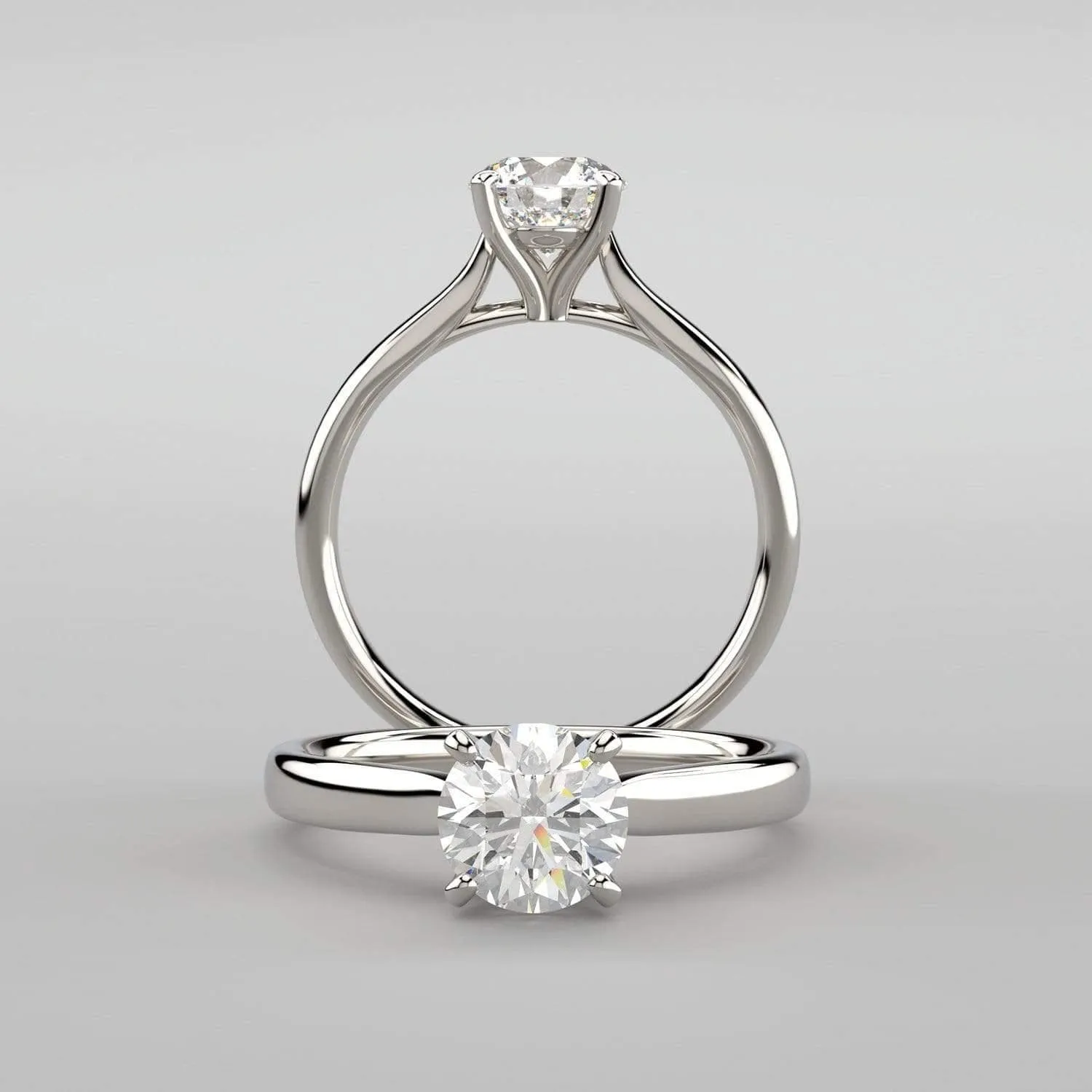 Amelia Ring- White Sapphire Prong Set Cathedral Style Solitaire Engagement Ring