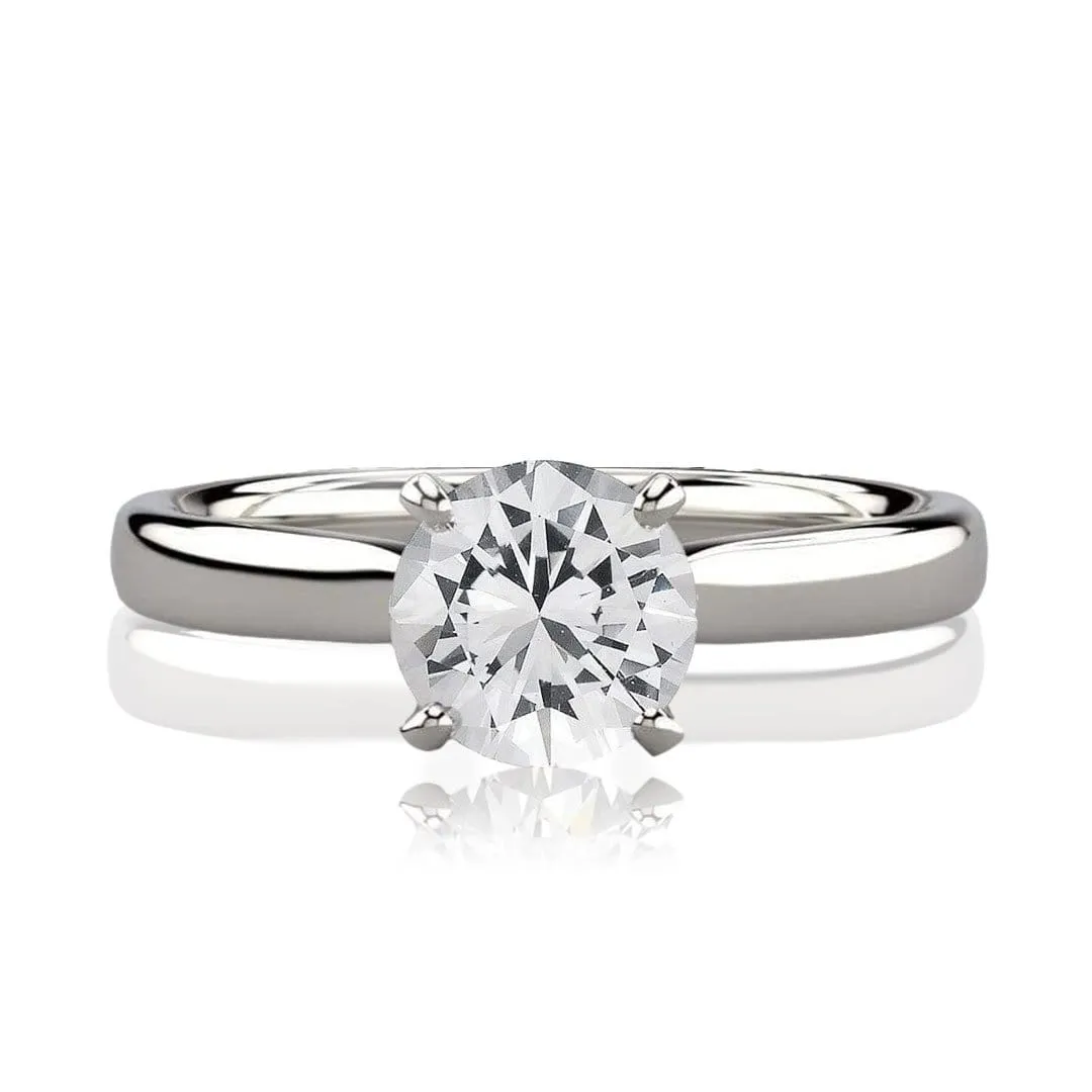 Amelia Ring- White Sapphire Prong Set Cathedral Style Solitaire Engagement Ring