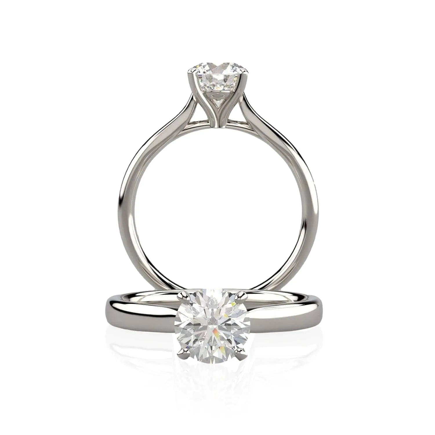 Amelia Ring- White Sapphire Prong Set Cathedral Style Solitaire Engagement Ring