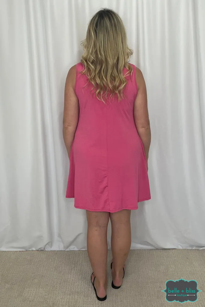 Ashlyn Sleeveless Dress with Pockets - Pink