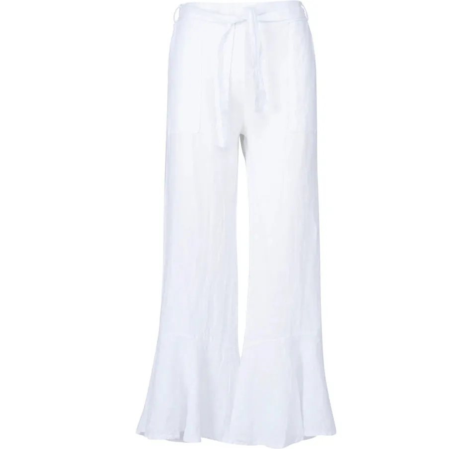 Astrid Flare Linen Pants in White