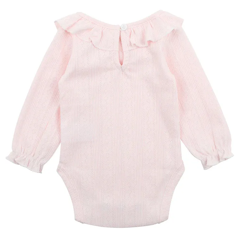 Bebe - Pink Pointelle LS Bodysuit