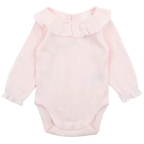 Bebe - Pink Pointelle LS Bodysuit