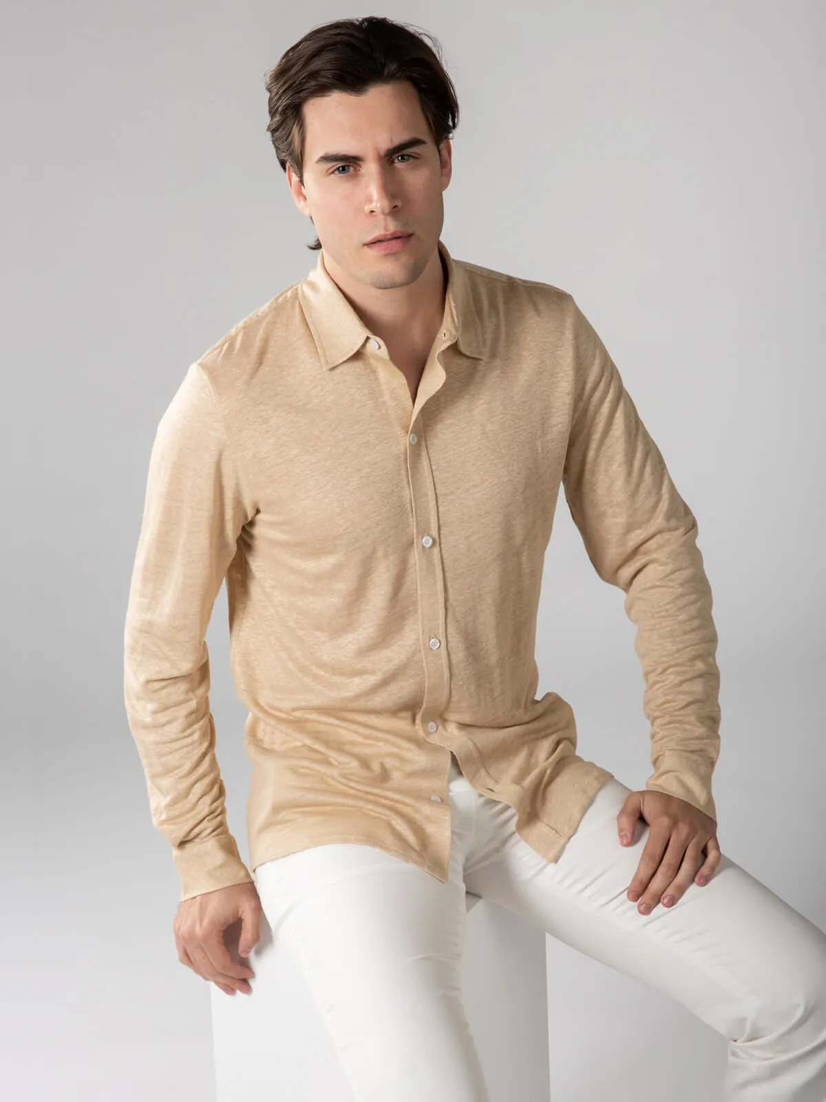 Beige Linen Bayside Shirt