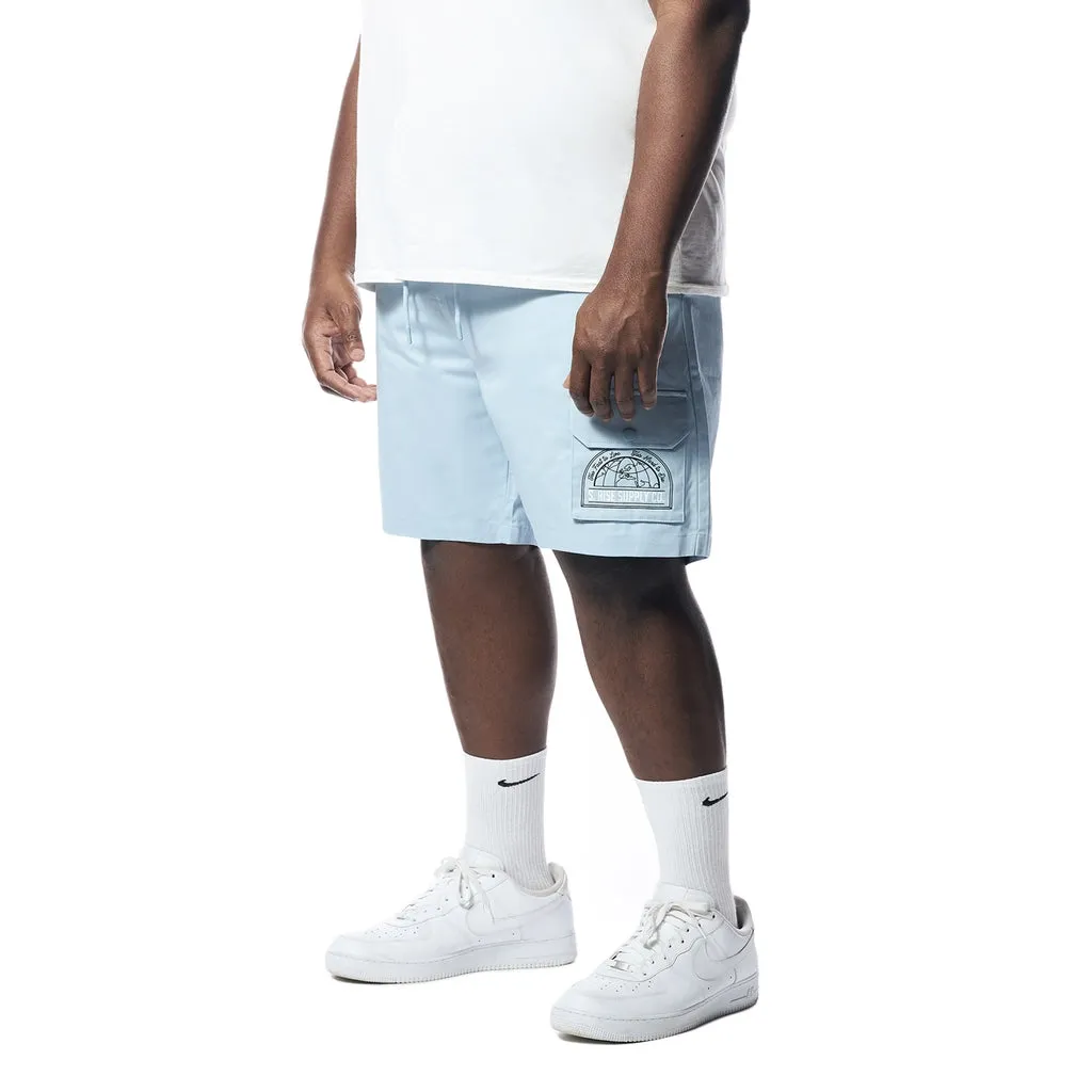 Big and Tall - Printed Twill Workwear Shorts - Sea Breeze