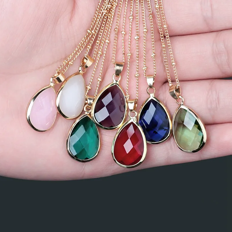 Birthstone Drop Pendant Necklace