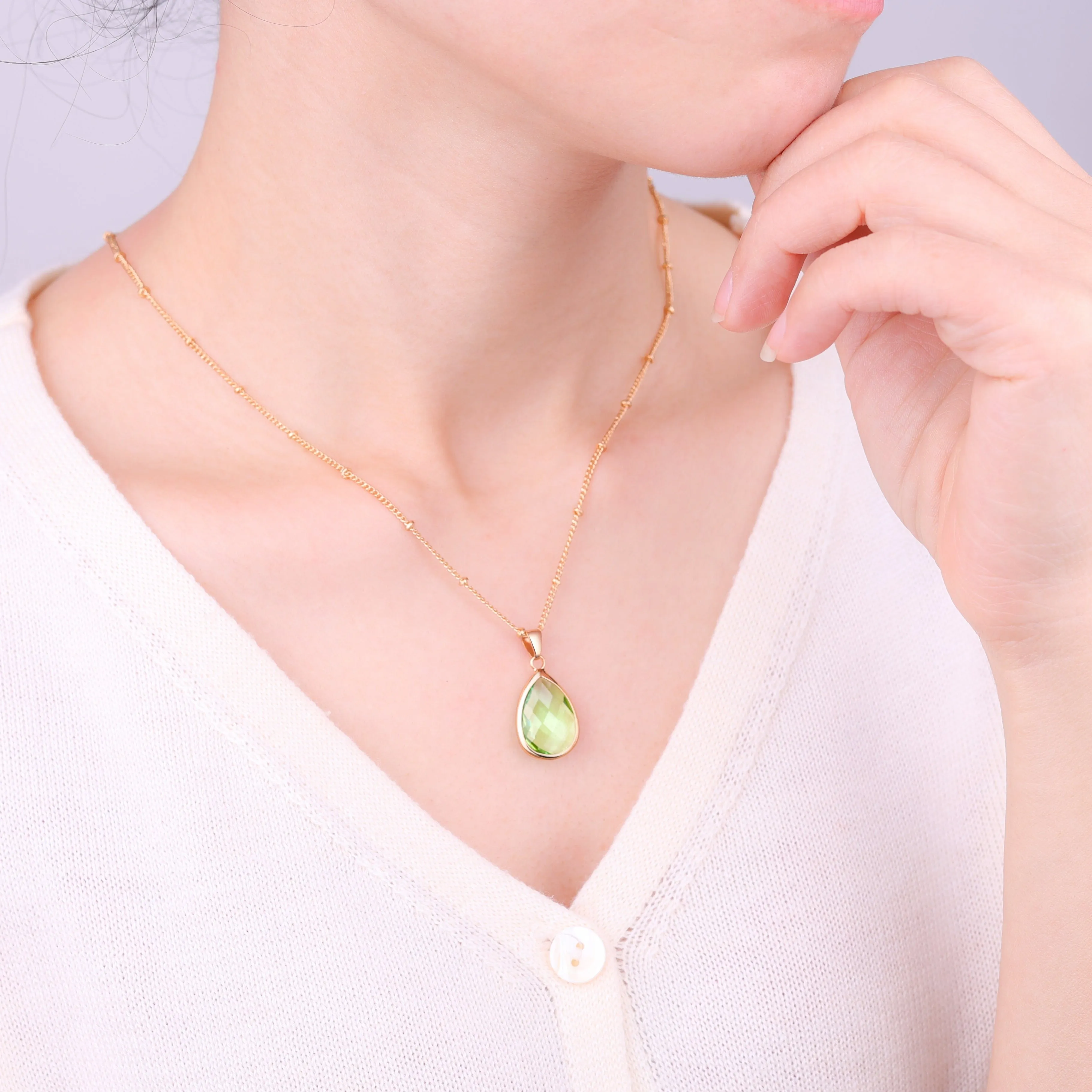 Birthstone Drop Pendant Necklace