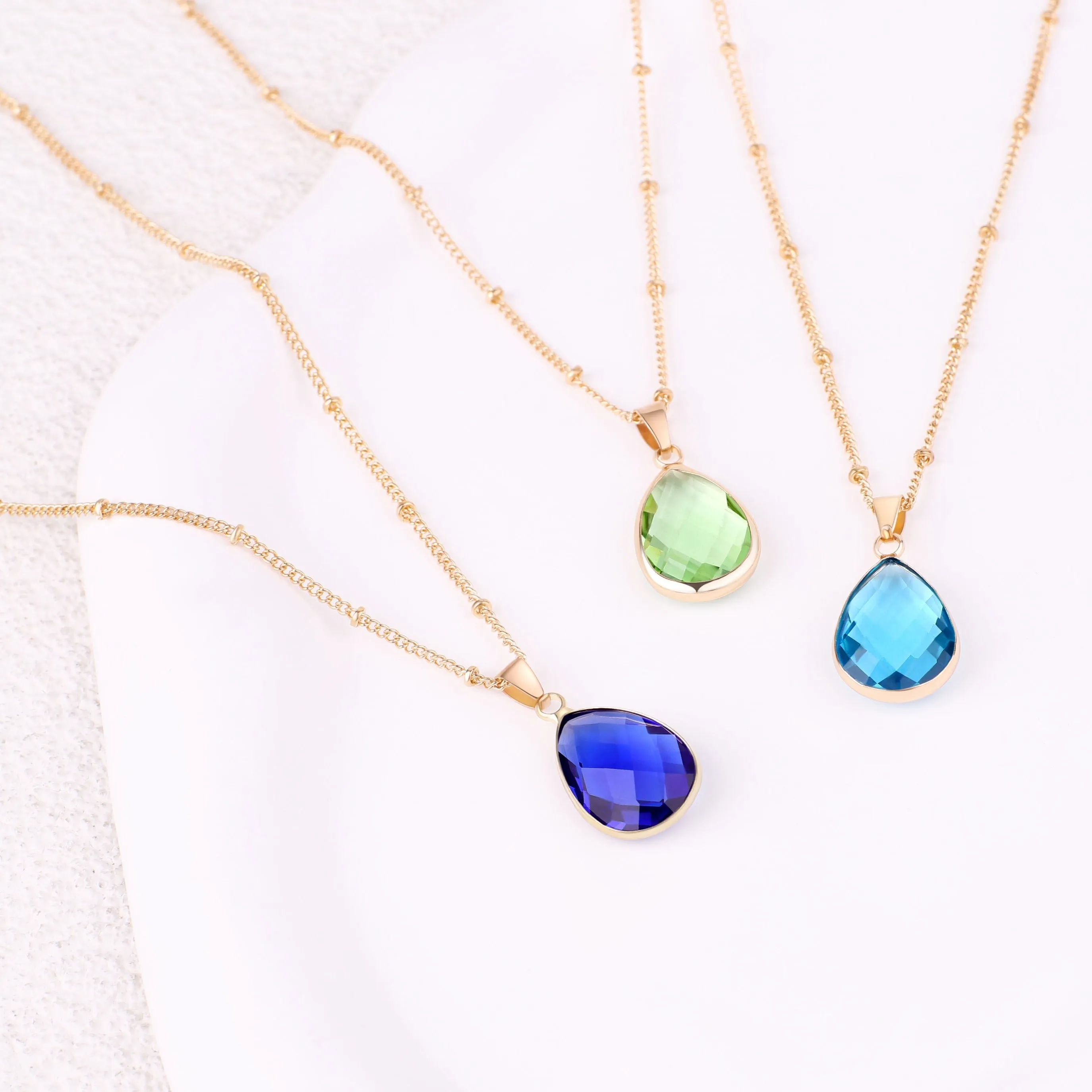 Birthstone Drop Pendant Necklace