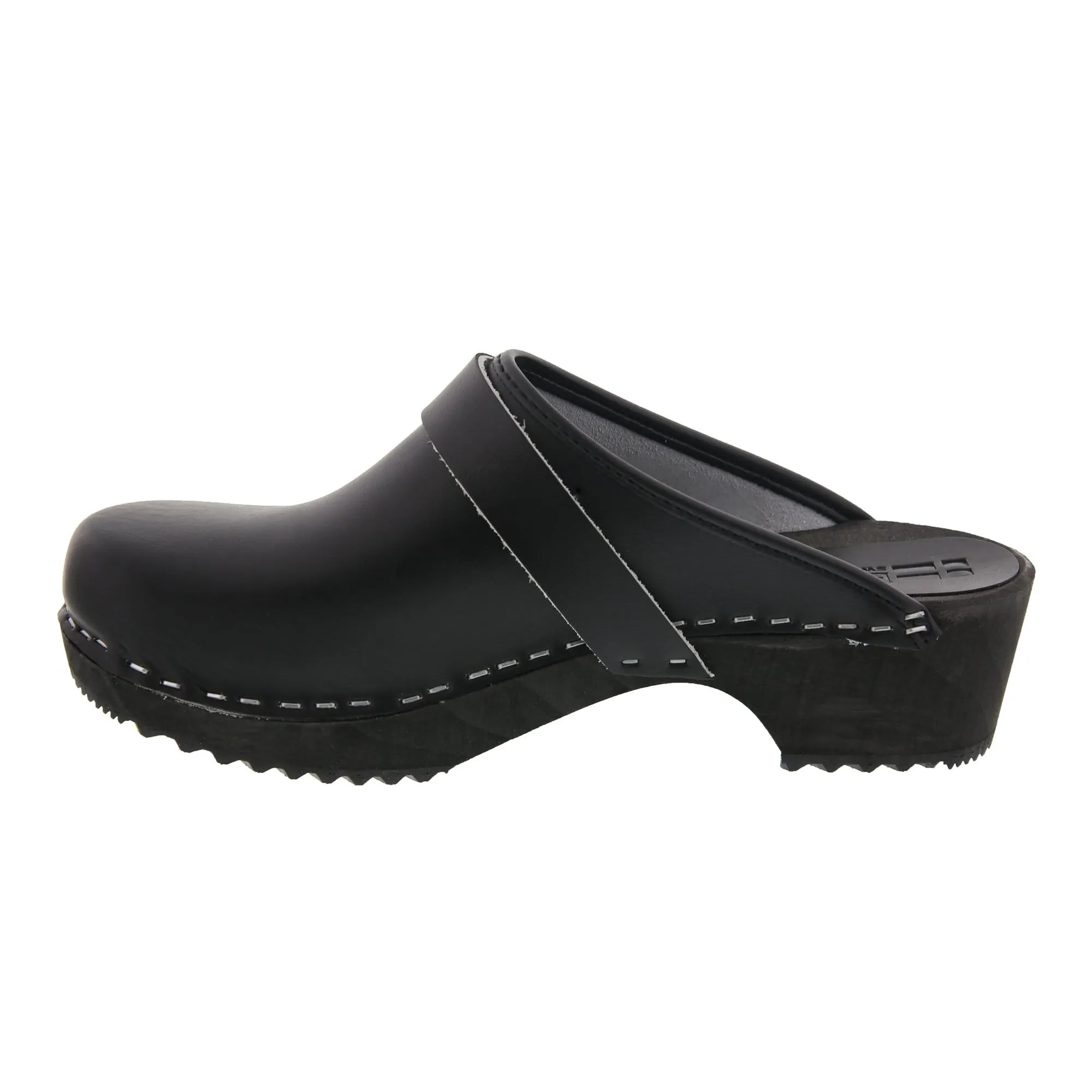 BJORK Mala Wood Open Back Leather Clogs