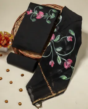 Black Hand Painted Chanderi Silk Suit Set (CHA316)