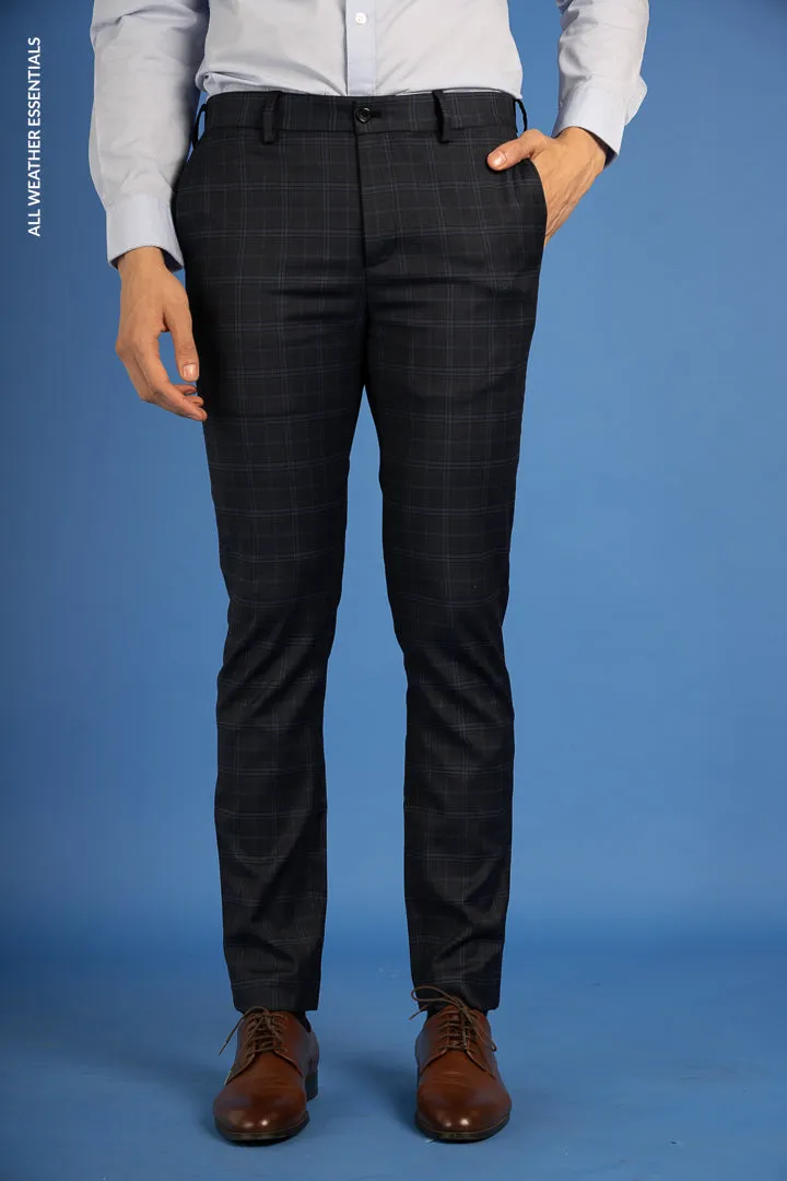 Blue Melange Checks All Weather Stretch Pants