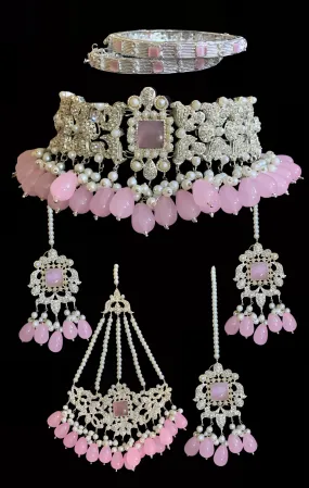 BR10 Anisa zircon bridal set - pink ( READY TO SHIP )