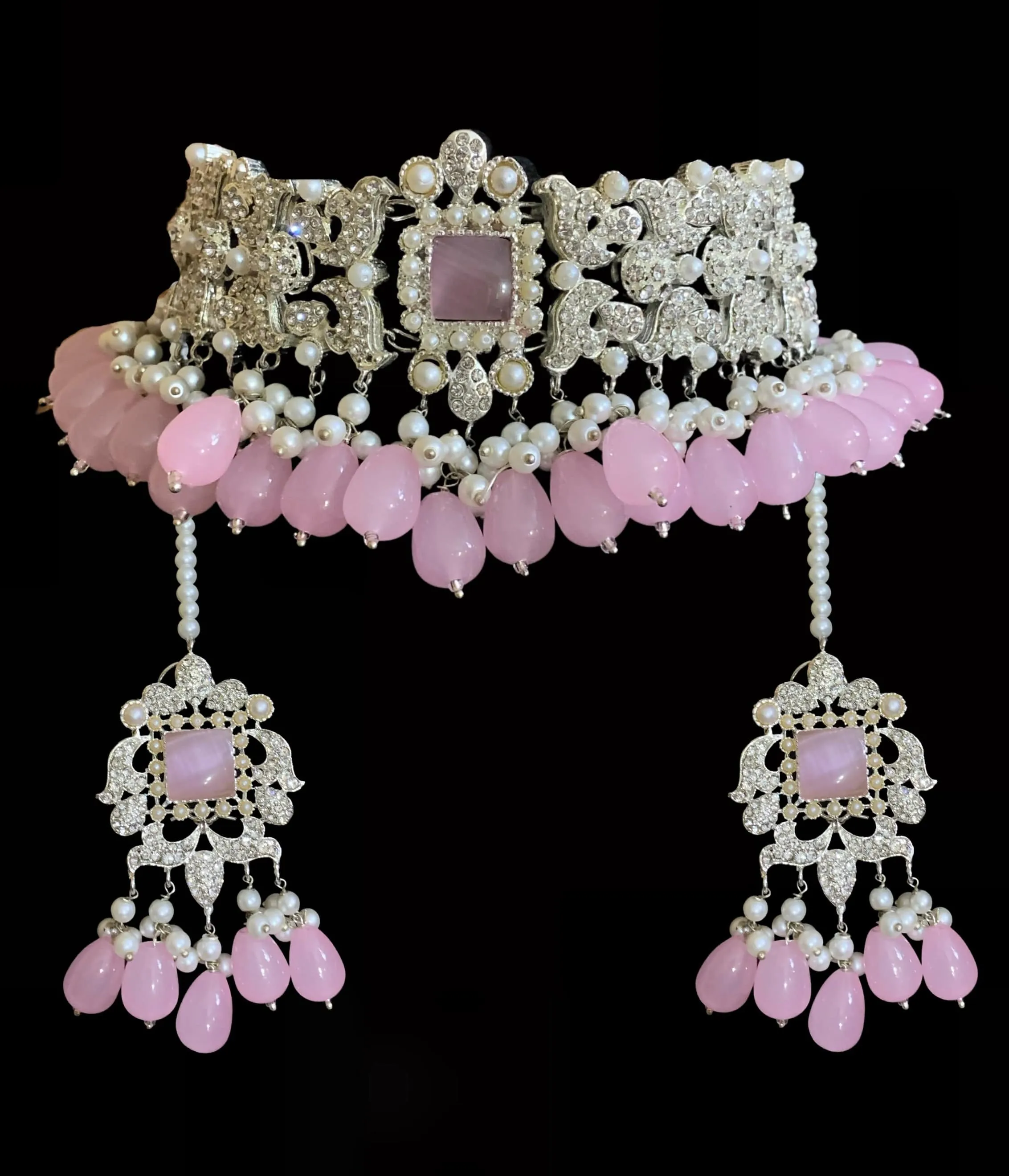 BR10 Anisa zircon bridal set - pink ( READY TO SHIP )