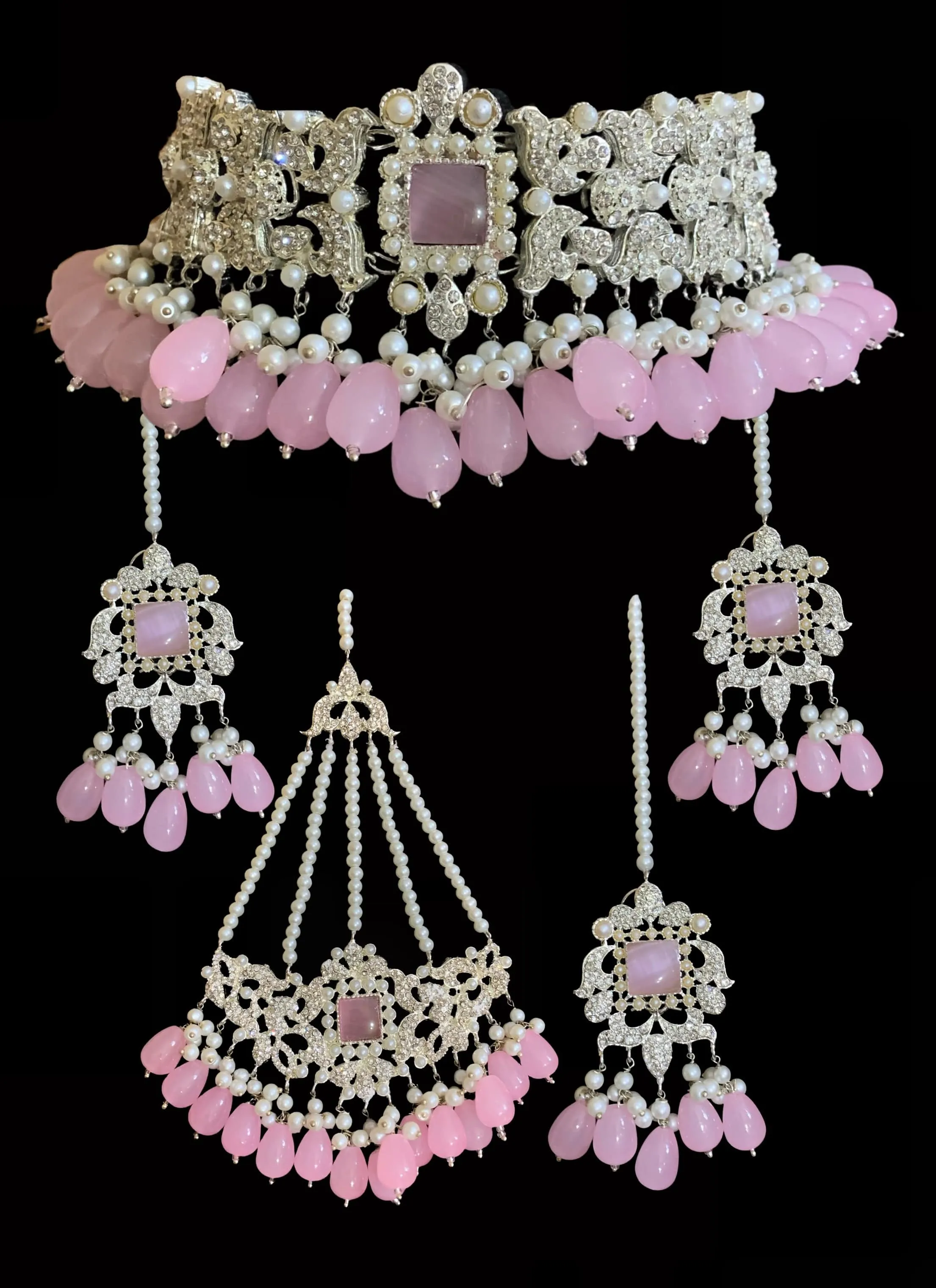 BR10 Anisa zircon bridal set - pink ( READY TO SHIP )