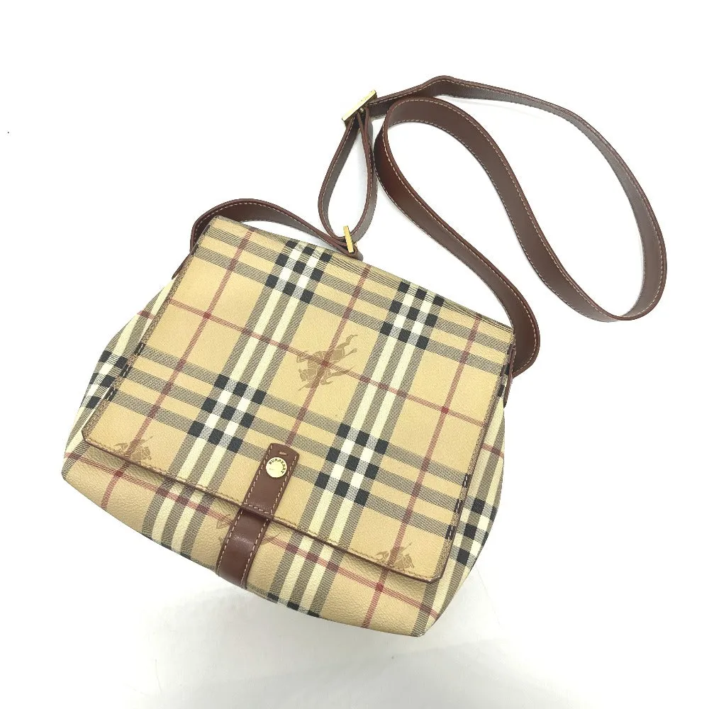 BURBERRY Shoulder Bag PVC / Leather beige check Women Used Authentic