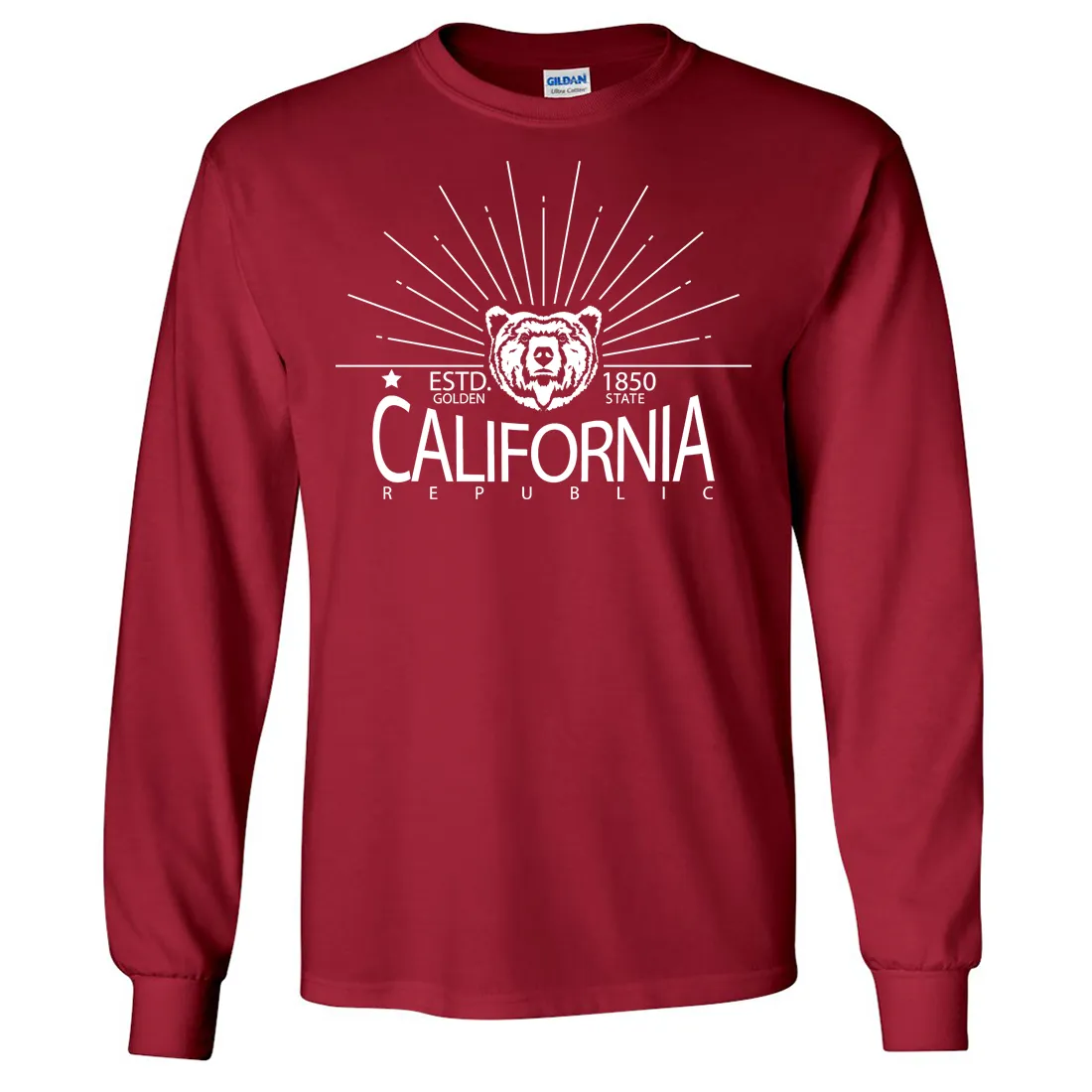 California Golden State White Print Long Sleeve Shirt