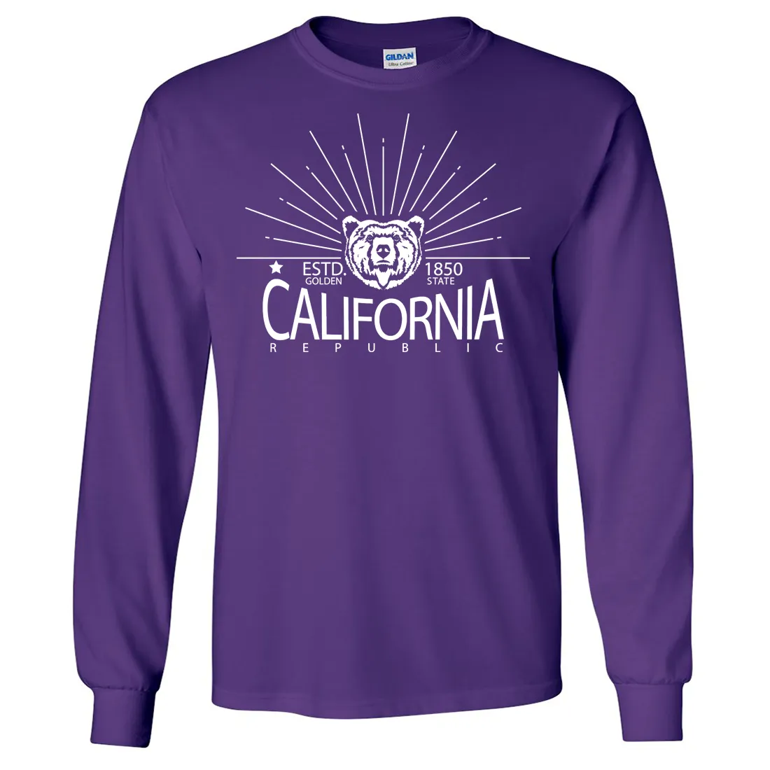 California Golden State White Print Long Sleeve Shirt