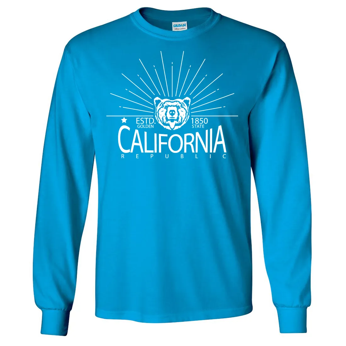 California Golden State White Print Long Sleeve Shirt